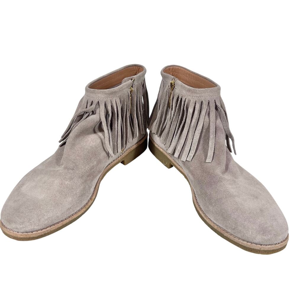 Kate Spade Betsie Suede Fringe Ankle Boots 10.5 M Gray Boho Folk Western Used - Picture 3 of 11